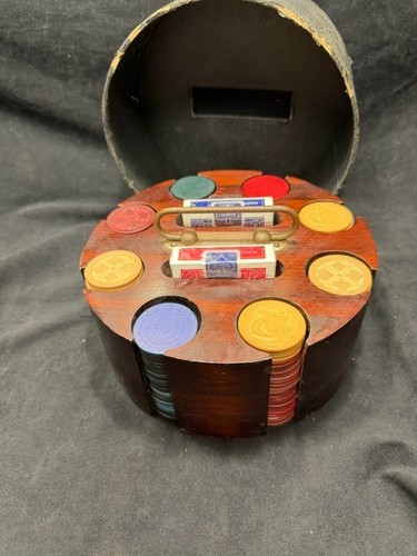 Vintage wooden poker set - vintage,