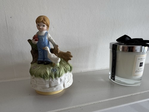 Musical boy with duck ceramic - musical,