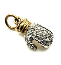 9ct Gold Boxing Glove Charm 9K Gold Sparkly Boxing Glove Pendant Boxer Gift WOW