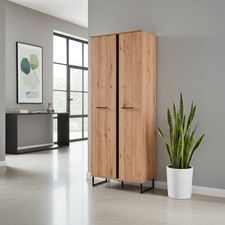Sardinia Oak Effect Tall Shallow Narrow Slim Wardrobe With Pullout Hanging Rail