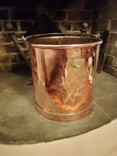 Beautiful Large Vintage Copper And Brass Bucket with Handle, Coal/Logs/Plants