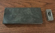 Vintage Draughtsmans pewter Drawing Instrument box with integral nib box.