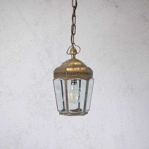 Vintage brass etched glass - etched,