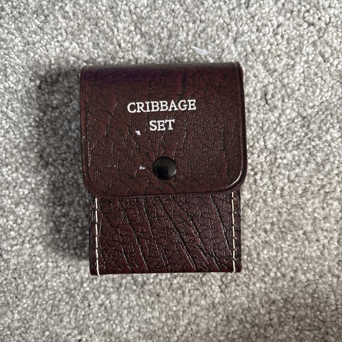 Vintage leather cribbage set - vintage,