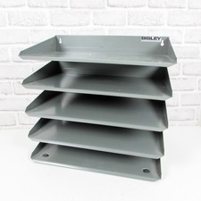 Vintage Metal Filing Tray Industrial 5 Tier Grey Blisley Mid-Century Desk / Wall
