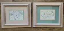 Pair Julie Nutting Original Watercolors The Lakes District English Cottages EXC