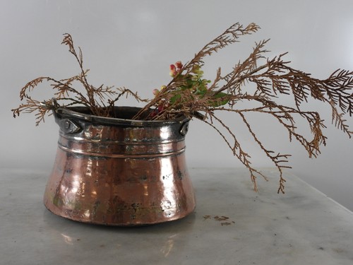 Old handmade copper bucket - old,