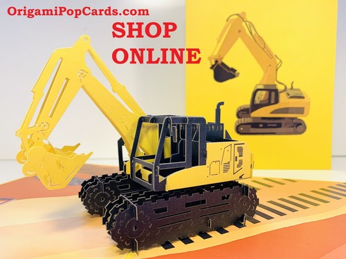 Origami pop cards excavator - origami,