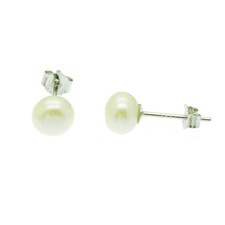 White Pearl Stud Earrings