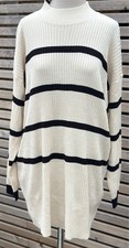 M&S Jumper Dress Oatmeal / Black Stripe Labelled XL BNWT