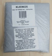 KLEENZE Table Top Ironing Pad Silver Metallised 68x59cm Travel Cover Vintage
