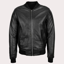 Mens Leather Bomber Jacket