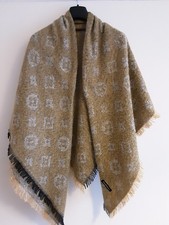 100% Cashmere Huge Shawl Wrap Scarf. 140cm Square. Fringe Trim Soft Yellow Black