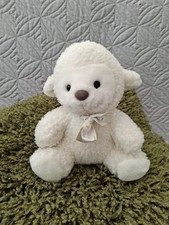 ULTRA RARE VINTAGE CHAD VALLEY CURLY FUR ALPHABET RIBBON LAMB SHEEP COMFORTER 8"