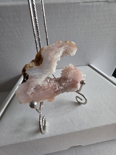 Druzy pink agate slice - pink,