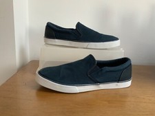Mens Navy Canvas Crew Slip-on