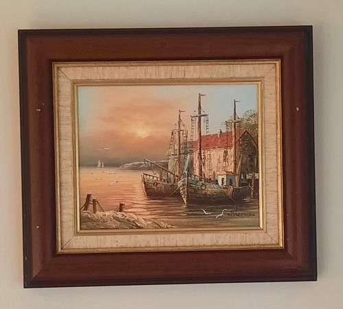 Vintage oil canvas - oil, on