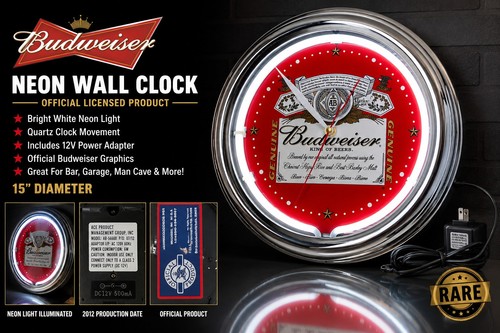 Budweiser neon wall clock - neon,