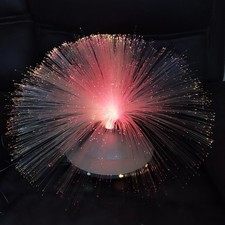 Vintage Retro Colour Changing Revolving UFO Fibre Optic Lamp Light 90s Man Cave 