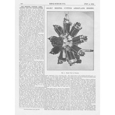 400-HP Bristol Jupiter Aeroplane Engine 3x Vintage Engineering Prints 1925
