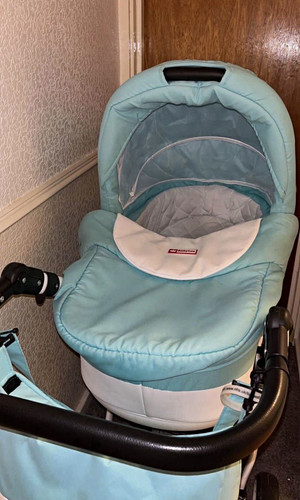 Babylux blue white pram - babylux, blue/white