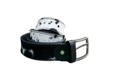 Black & White Blended Cowhide Leather Belt For Men- Handmade
