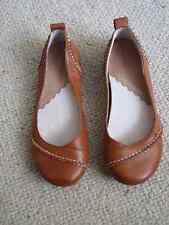 HUSH PUPPIES TAN LEATHER FLAT SHOES (JANESSA) UK SIZE 4 WIDE VGC 