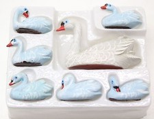 Minature Ornaments Swan With 7 Different Cygnets Farm Pond Models