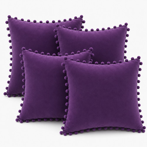 Luxury velvet pom cushion - luxury,