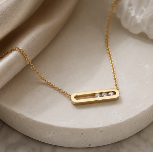 Yellow gold plated bar - yellow, pendant