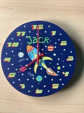 Boys Personalised Jack Space Wall Clock Rocket Stars Planets