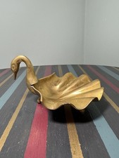 Vintage Brass Swan Shell Shaped Soap Dish / Trinket Bowl / Ashtray – Footed