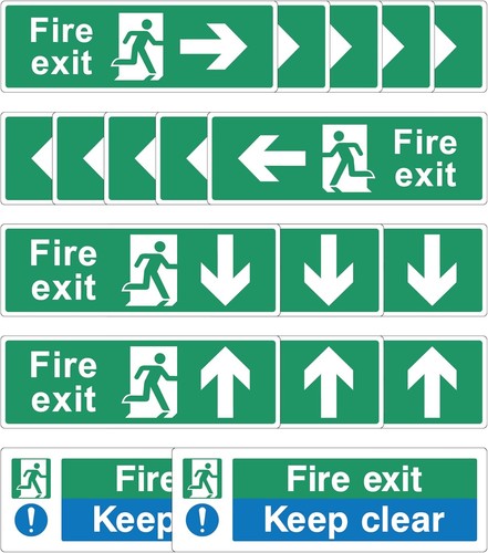 Fire exit sign bundle - sign, pack