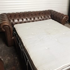 Stunning BROWN Leather Chesterfield SOFA BED 3 Seater Sofa Settee Couch