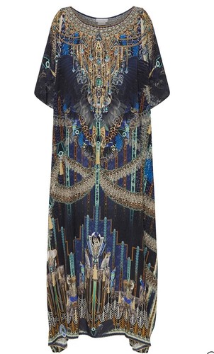 Camilla round neck kaftan - neck,