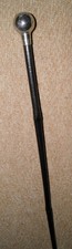 Antique Ebonized WW1 Military Swagger Stick Nickel Silver Ball Top London Rifle