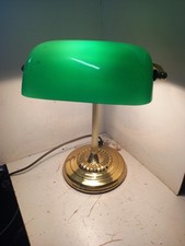 Vintage Bankers Lamp In Traditional Green.