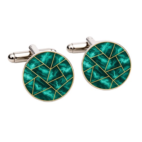Teal geometric cufflinks - teal,