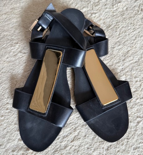 Zara black leather sandals - zara,