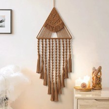 ASTNIC Macrame Wall Hanging Handwoven Dream Catcher Triangle Tassel Tapestries B