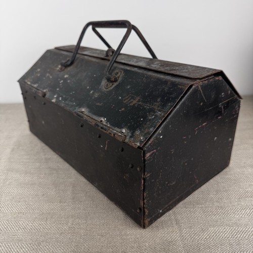 Black metal toolbox industrial - black,
