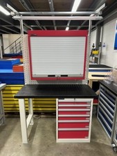 Polstore Workshop / Garage / Industrial Workbench w/ Roller Shutter & Cabinet 2m