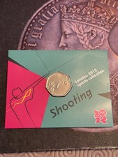 2012 LONDON OLYMPICS SPORTS SEALED IN CARD UNC 2011 SHOOTING  50p COIN.
