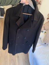 Men FERAUD Wool& Cashmere Dark Green Pea coat New Size L/XL