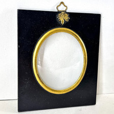 VINTAGE BLACK AND GOLD MINIATURE OVAL PHOTO FRAME WALL HANG SMALL PICTURE