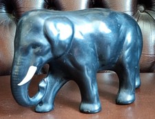 Charming Vintage Plaster/ Pottery Black Elephant Art Deco? 1940s?