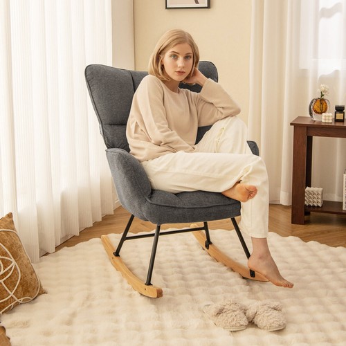 Linen rocking accent chair - accent,