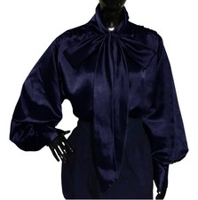 Women Satin Bow Tie Blouse