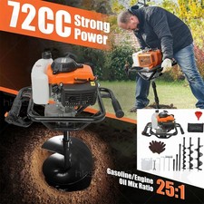 72CC Petrol Post Hole Borer Fence Earth Auger Digger + 3 Drill Bit + 3 Extension