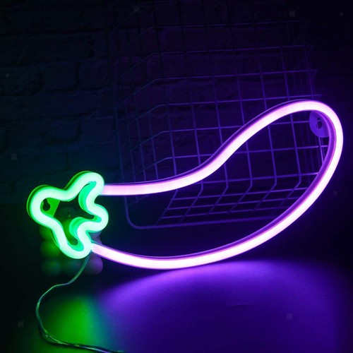Led eggplant neon sign - neon, sign,